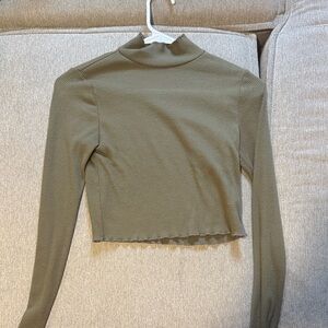 Aerie Olive Ribbed Crop Top